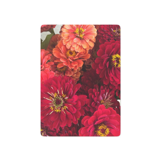 Peach and Pink Zinnias Custom Poker Cards