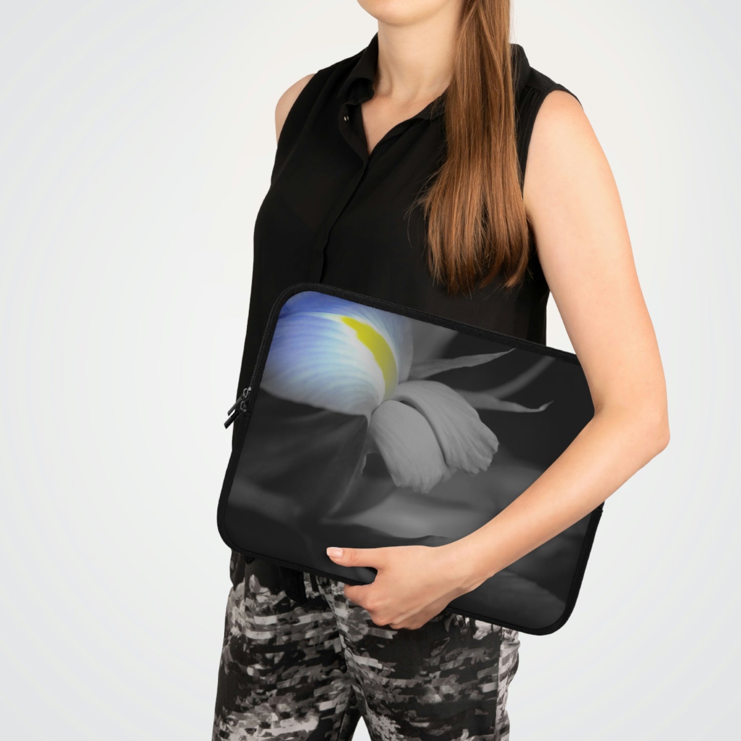 Black and White Iris Laptop Sleeve
