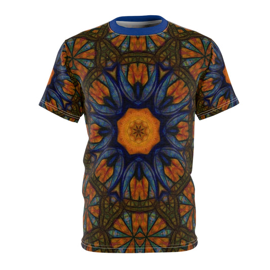 Blue Orange Sketchy Kaleidoscope Unisex AOP Cut & Sew Tee
