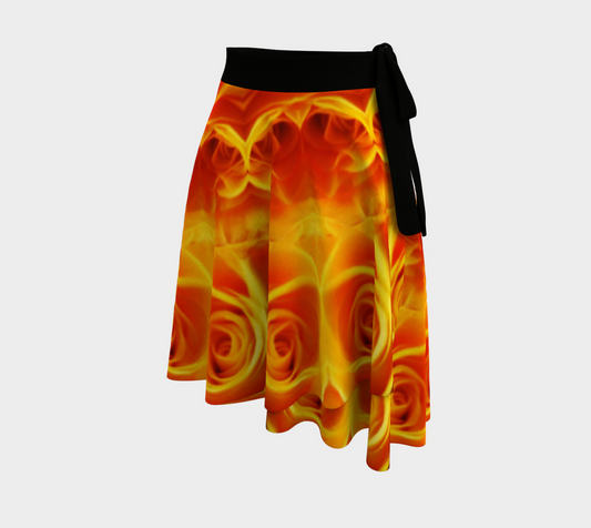 Orange Rose Kaleidoscope Wrap Skirt