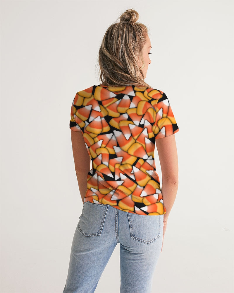 Candy Corn Pattern Women's V-Neck Tee