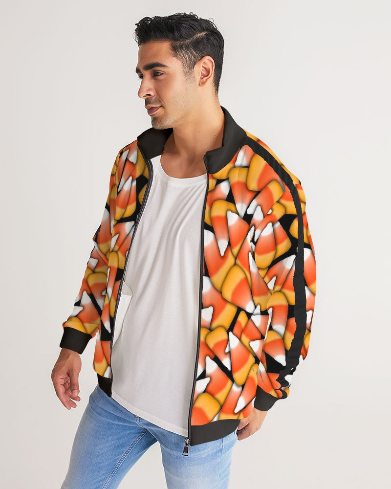 Candy Corn Pattern Men's Stripe-Sleeve Track Jacket