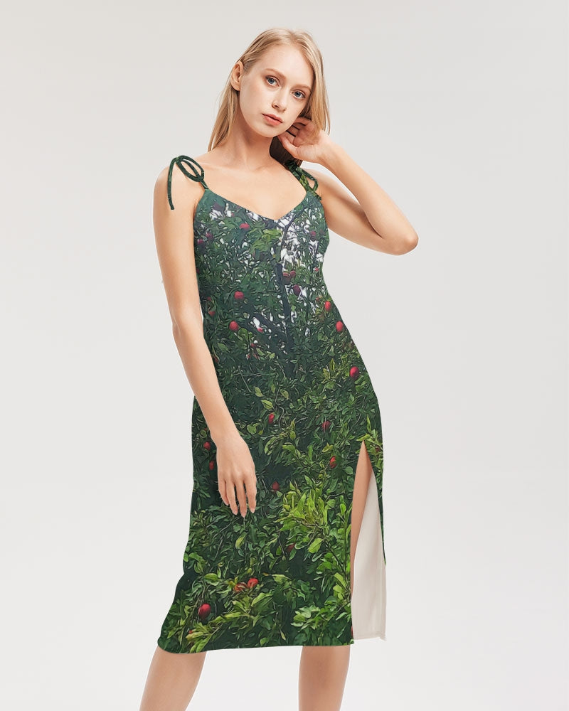 Apple Tree Close Up Women's Tie Strap Split Dress