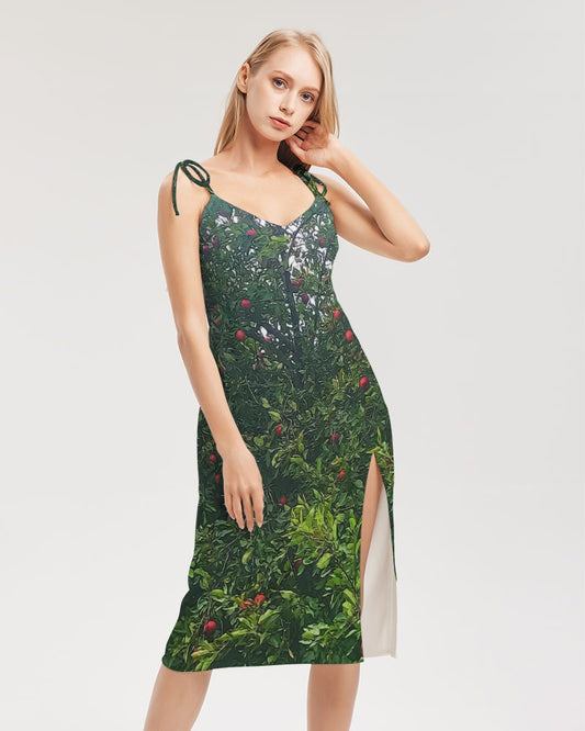 Apple Tree Close Up Women's Tie Strap Split Dress