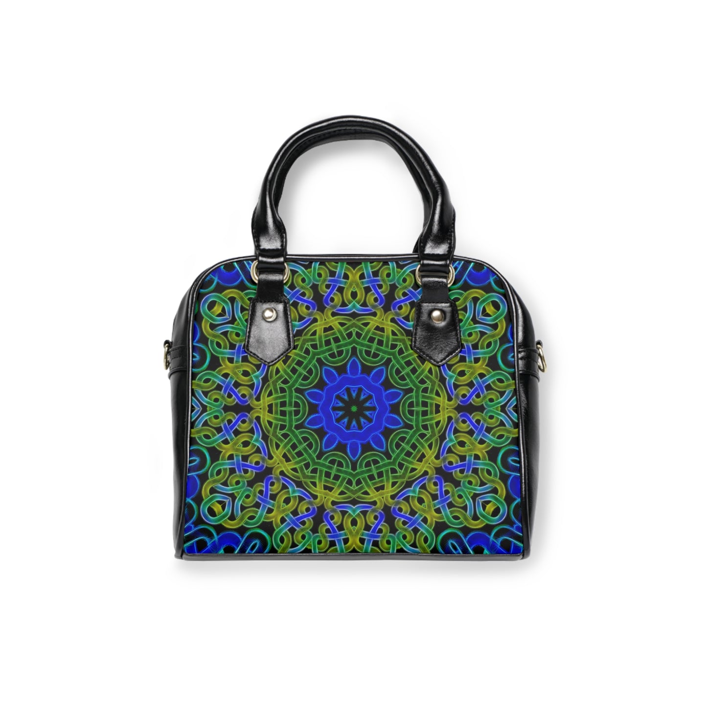 Blue Green Celtic Kaleidoscope Shoulder Handbag