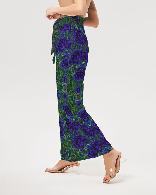 blue Green Ribbon Kaleidoscope Women's High-Rise Wide Leg Pants