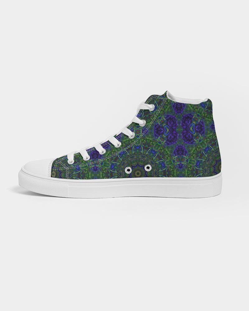 blue Green Ribbon Kaleidoscope Women's Hightop Canvas Shoe