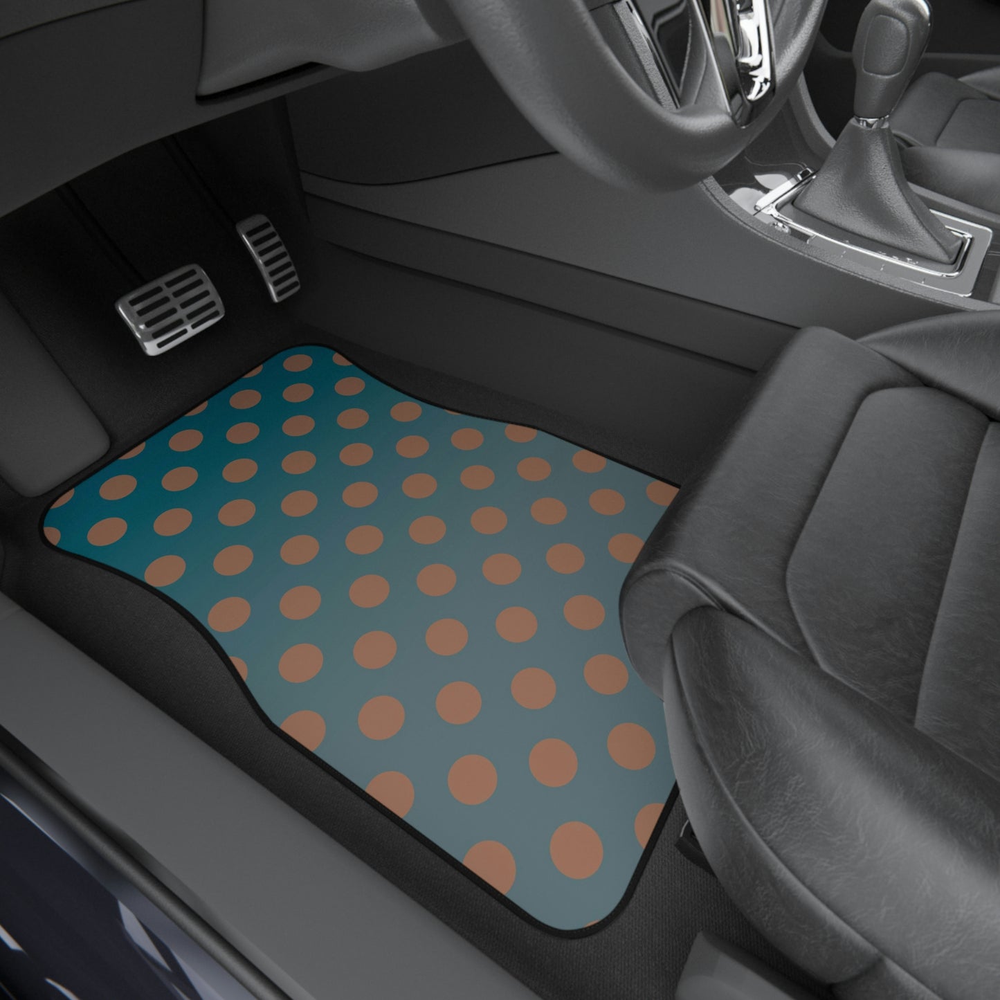 Denim and Brown Polkadots Car Mats (Set of 4)