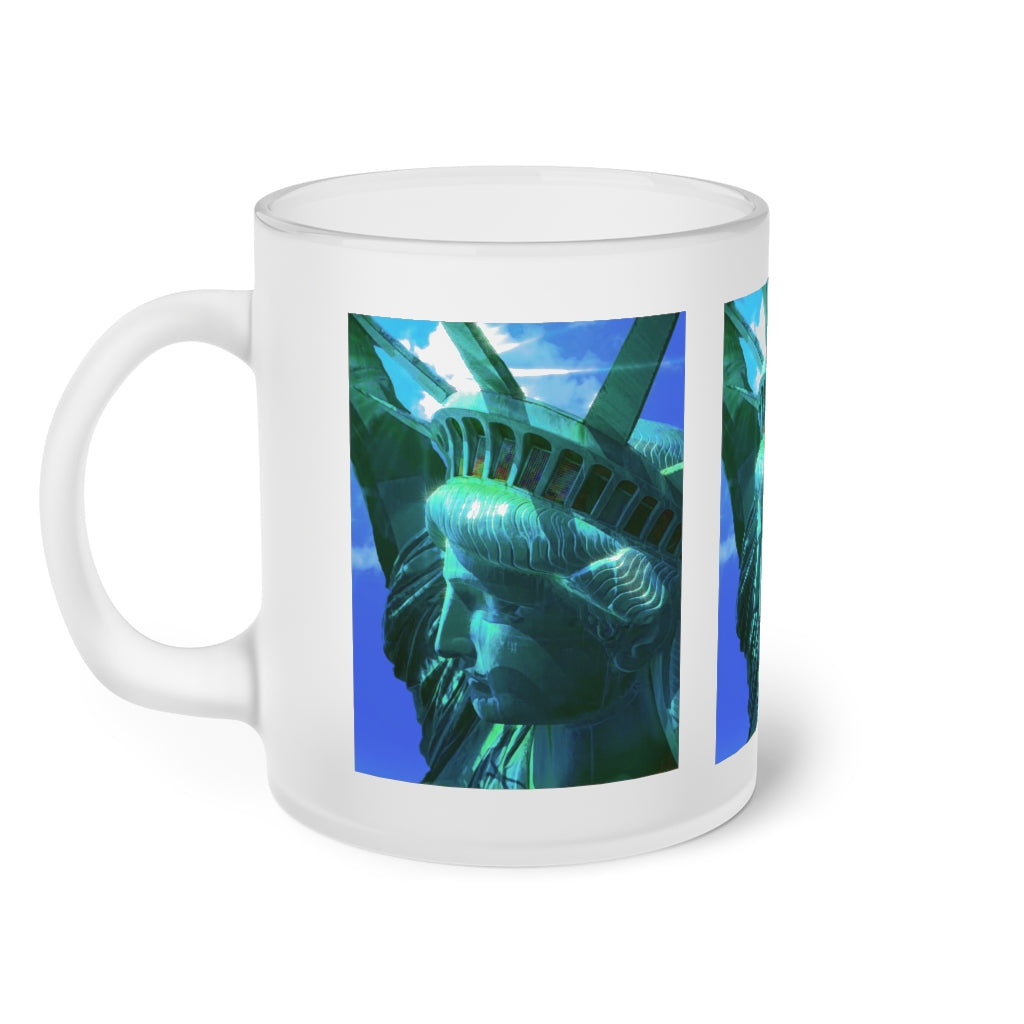 Statue Of Liberty Head In The Sun Frosted Glass Mug