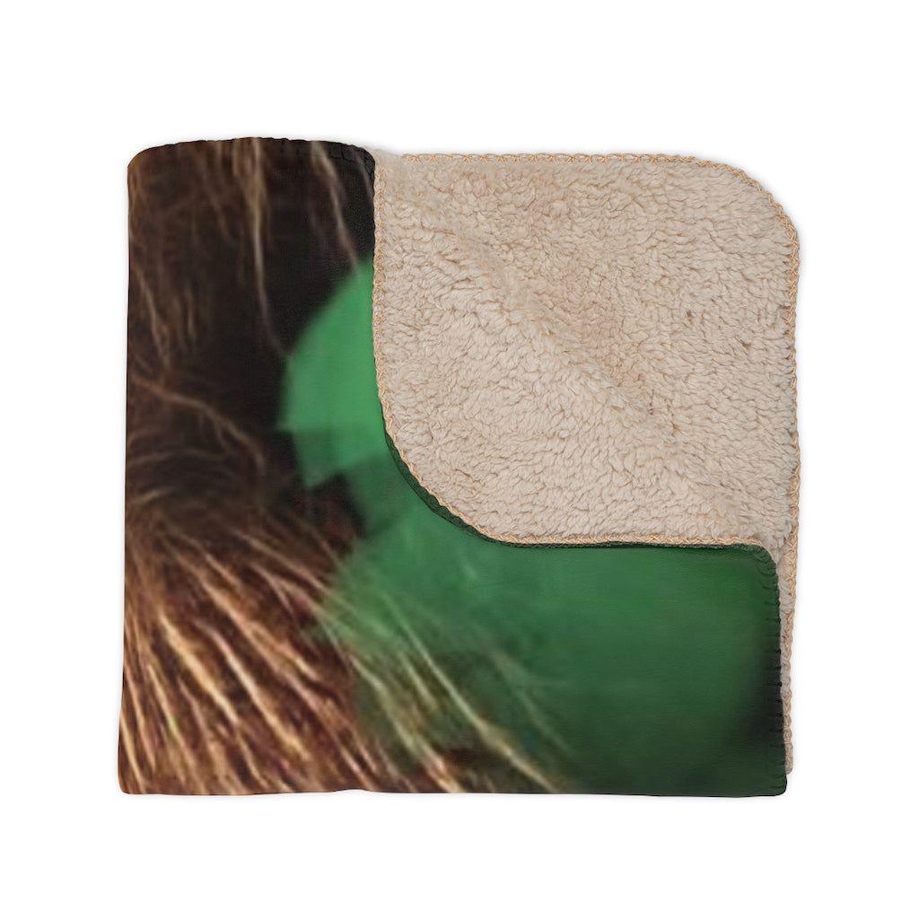 Lion In The Woods Tan Sherpa Blanket