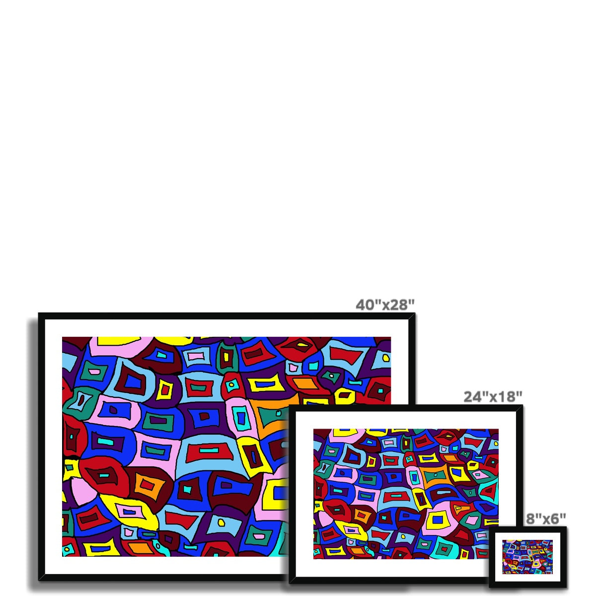 Wavy Square Pattern Framed & Mounted Print