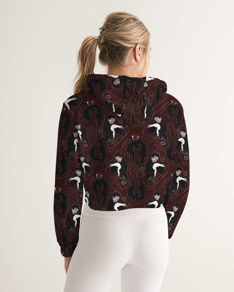Vampire Pattern Women's Cropped Hoodie