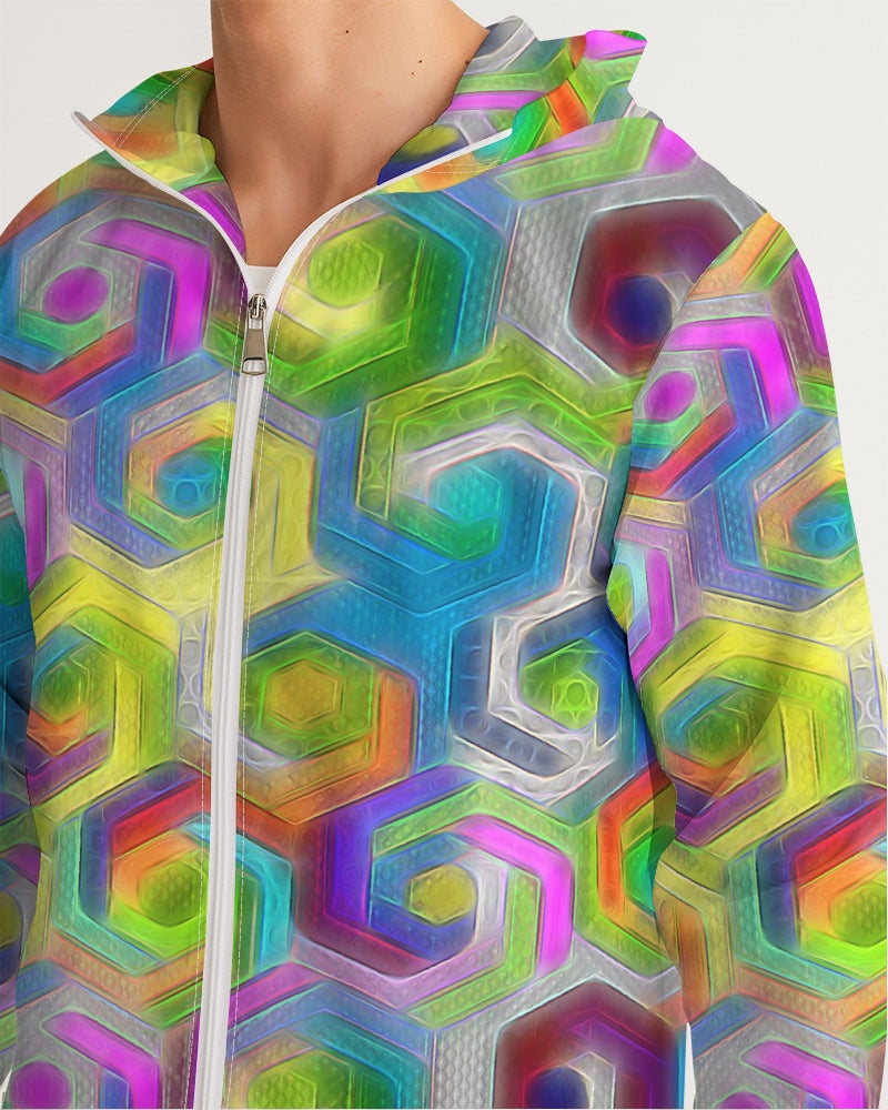 Colorful Hexagons Men's Windbreaker