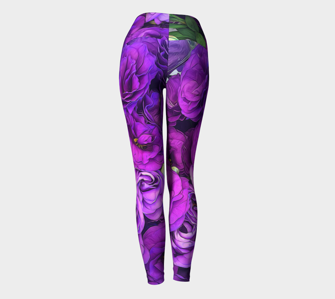 Purple Lisianthus Flowers Yoga Leggings