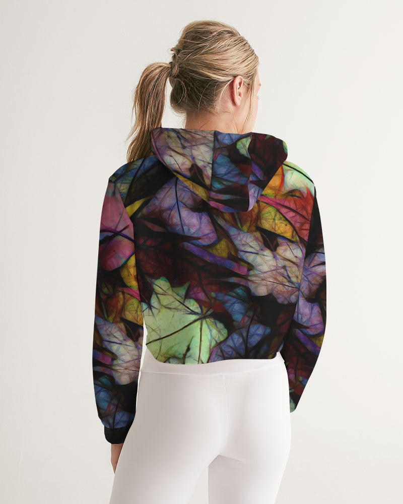 Fall Leaves Abstract Women's Cropped Hoodie