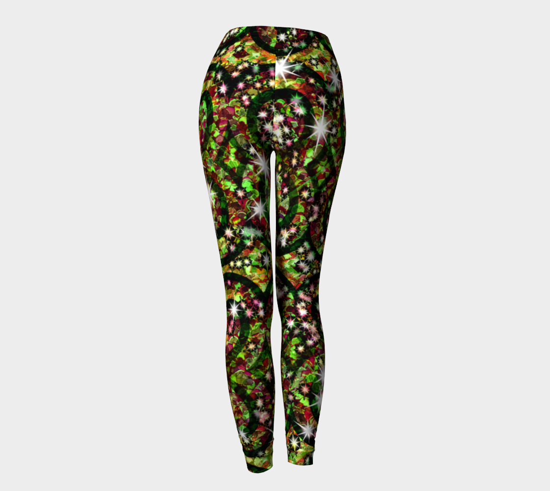 Green Red Sparkle Swirls Leggings