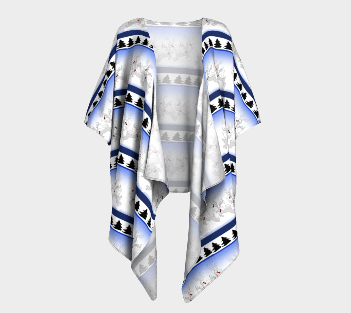 Reindeer Sweater Pattern Draped Kimono