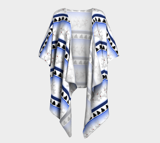 Reindeer Sweater Pattern Draped Kimono