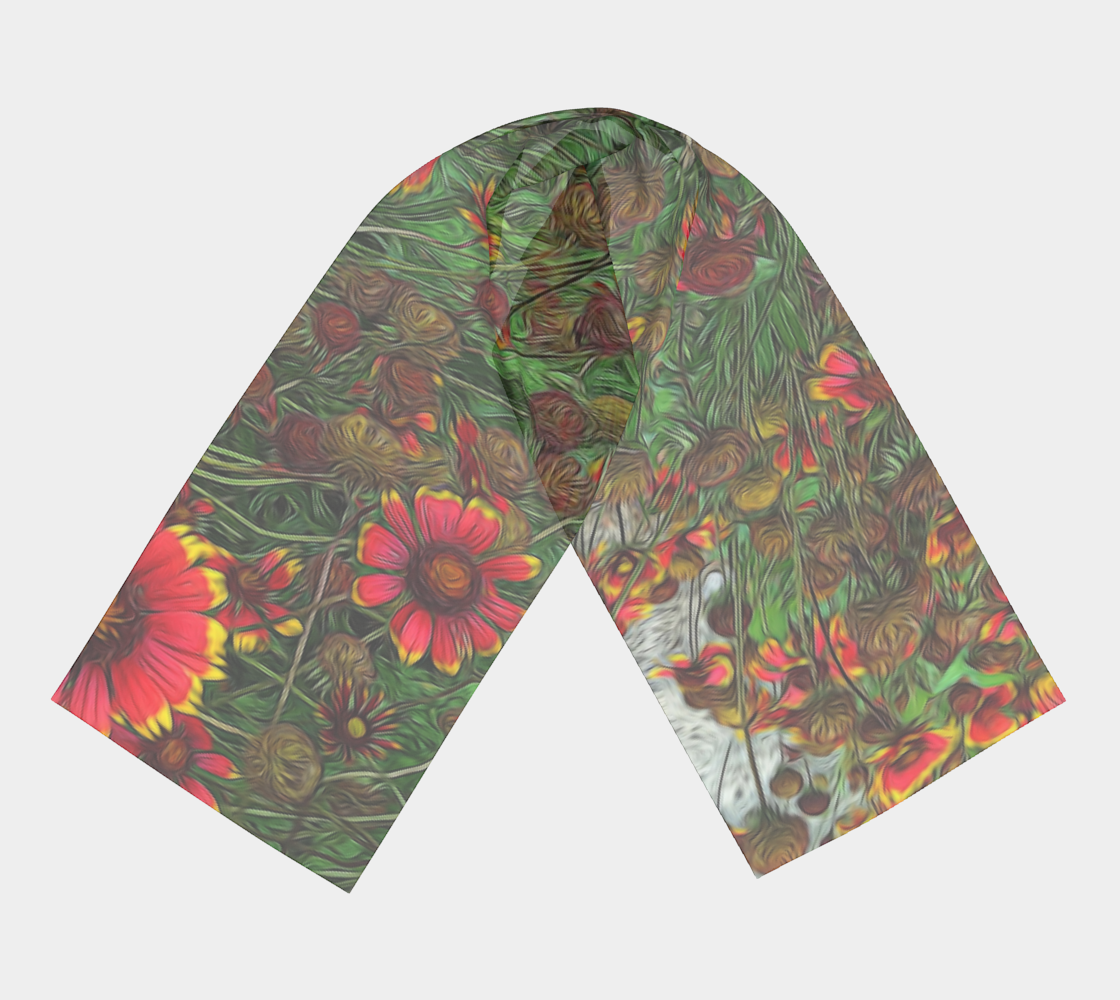 Orange Flower Garden Long Scarf