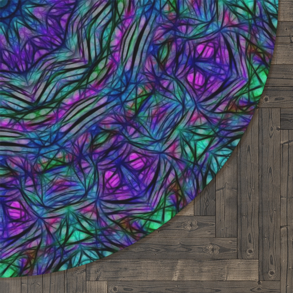 blue Green Purple Kaleidoscope Round Rug