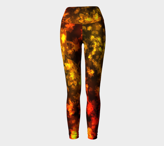 Fall Leaves Bokeh Light Yoga Leggings