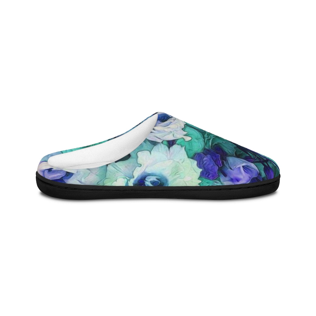 Aqua Flower Kaleidoscope Indoor Slippers