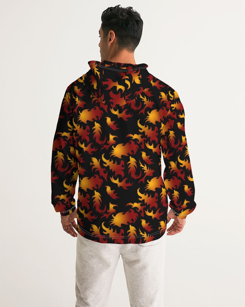 Abstract Flames Pattern Men's Windbreaker