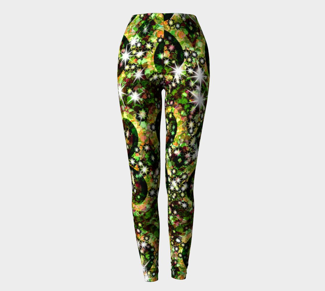 Green Red Sparkle Swirls Leggings