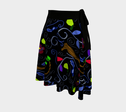Birds and Scrolls Wrap Skirt