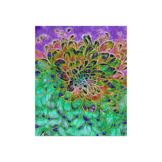 Peacock Chrysanthemum Crushed Velvet Blanket