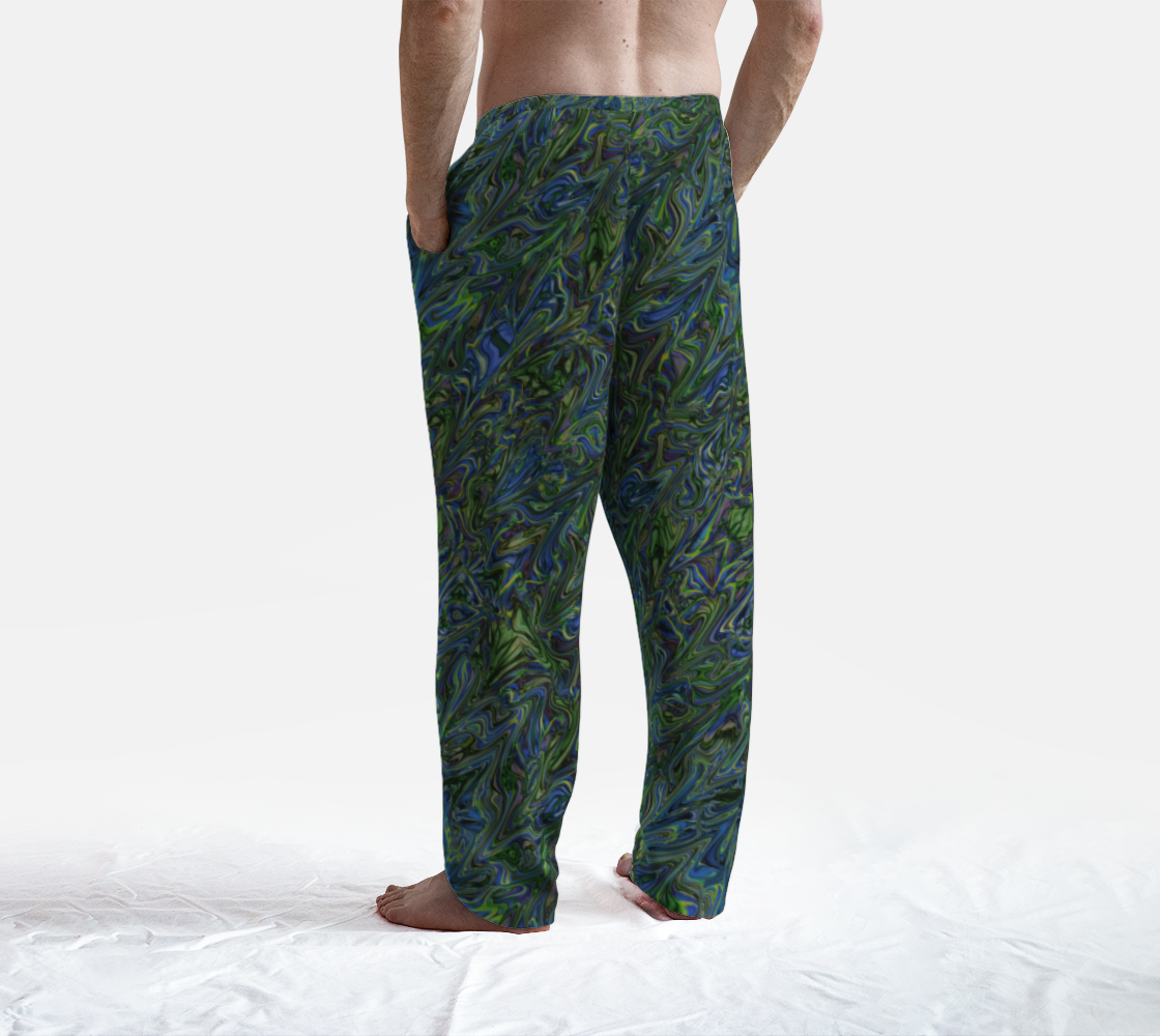 Blue Green Liquid Marbling Lounge Pants