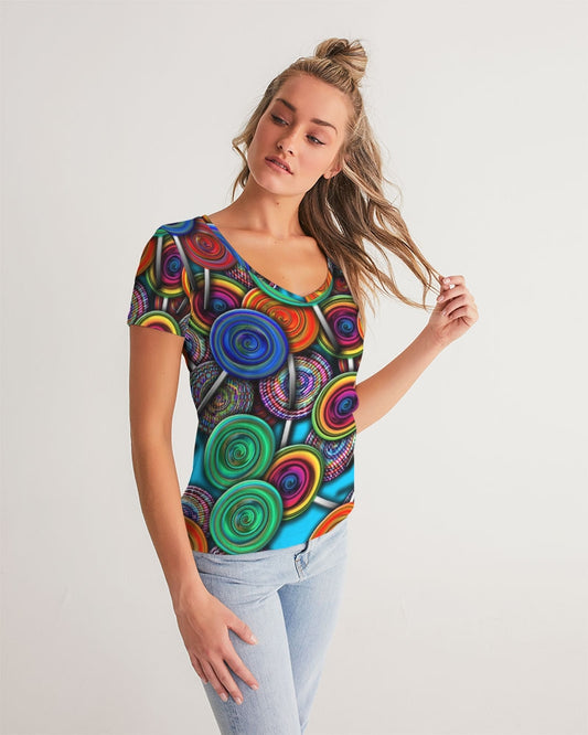 Colorful Lollipops Women's V-Neck Tee