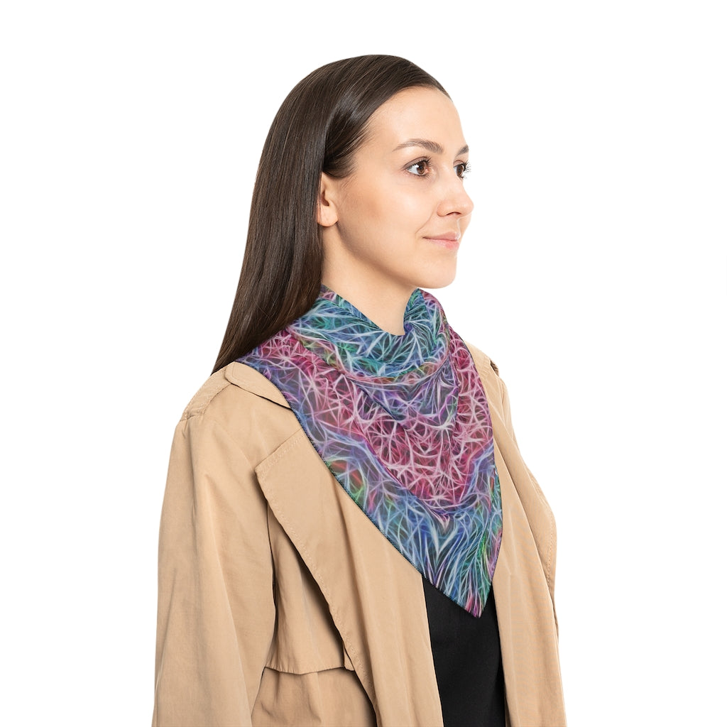Blue and Pink Kaleidoscope Poly Scarf