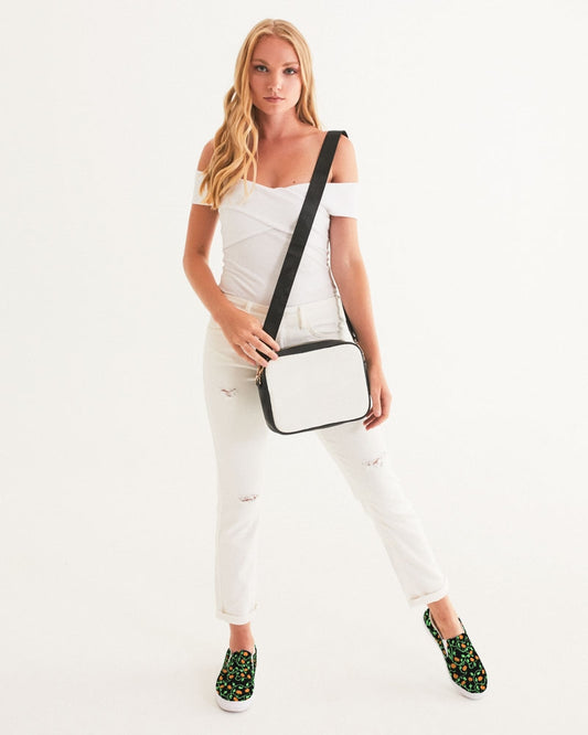 Pumpkin and Vines Patttern Women's Slip-On Canvas Shoe