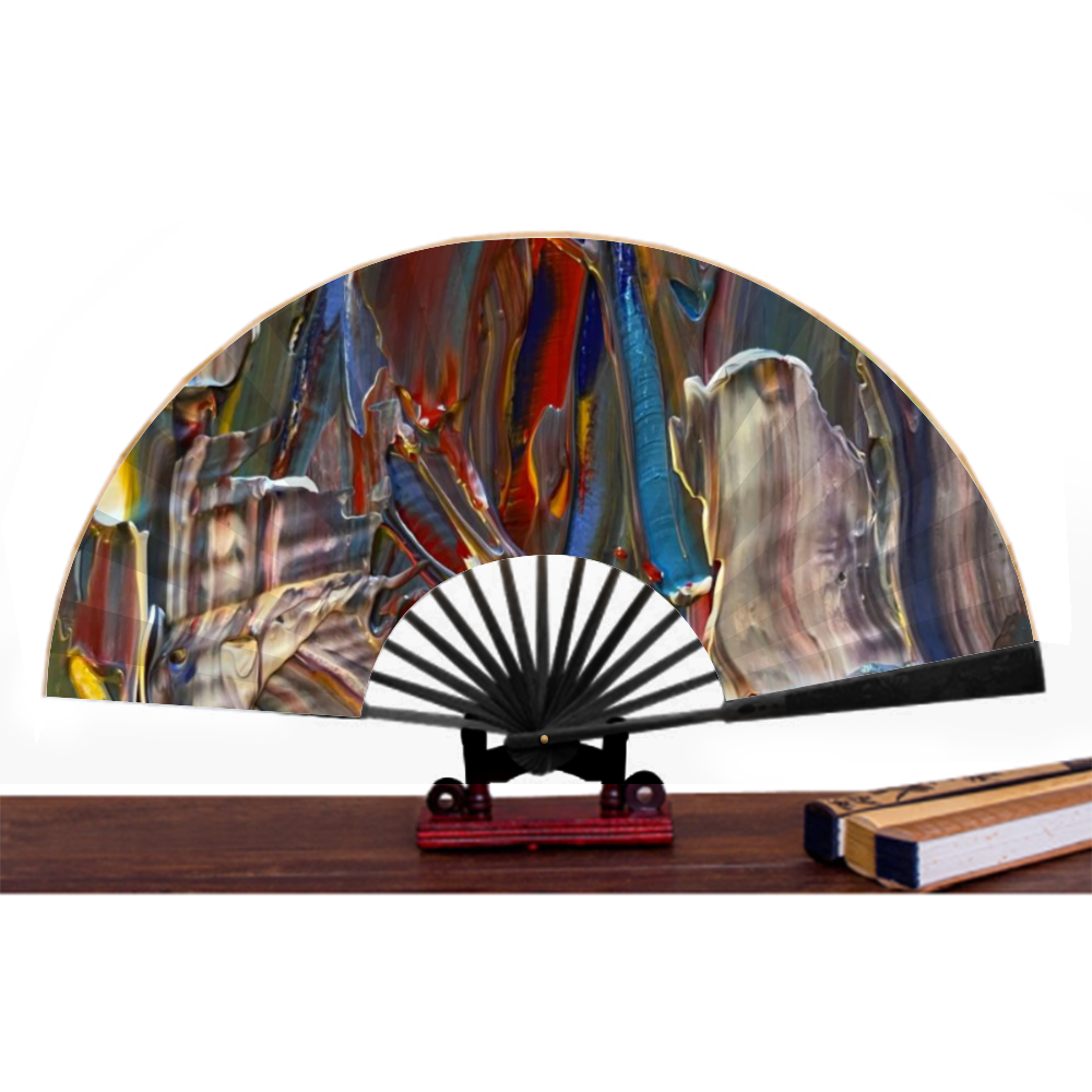 Wishing For Blue Double-side Custom Spun Silk Fan Retro Hand-held Folding Fan