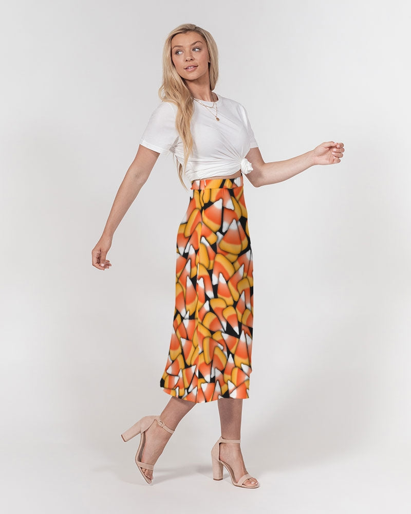 Candy Corn Pattern Women's A-Line Midi Skirt