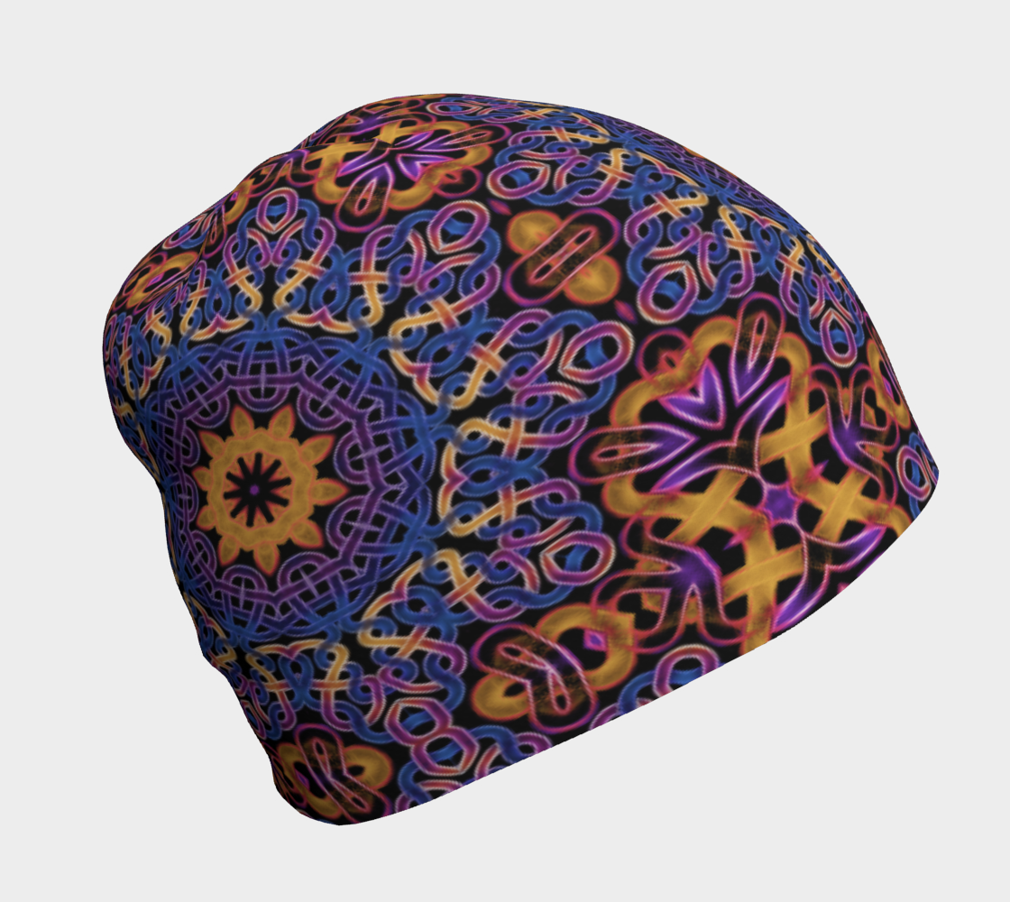 Blue Gold Celtic Kaleidoscope Beanie