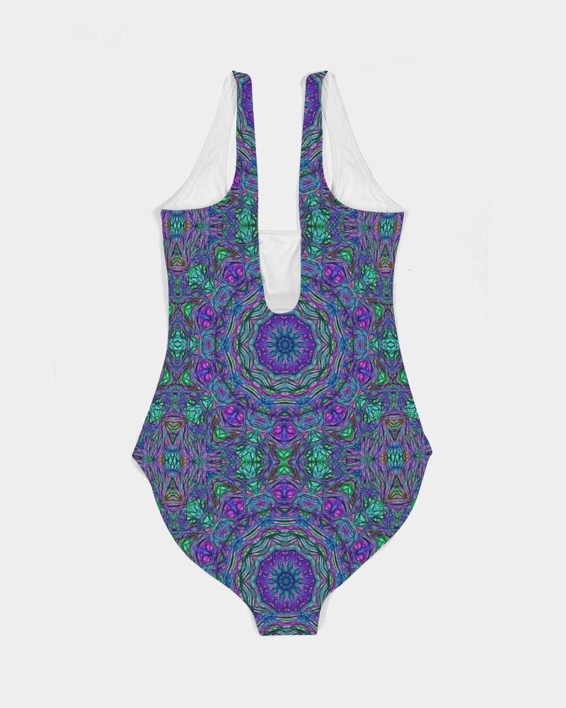 Blue Green Purple Kaleidoscope Women's One-Piece Swimsuit