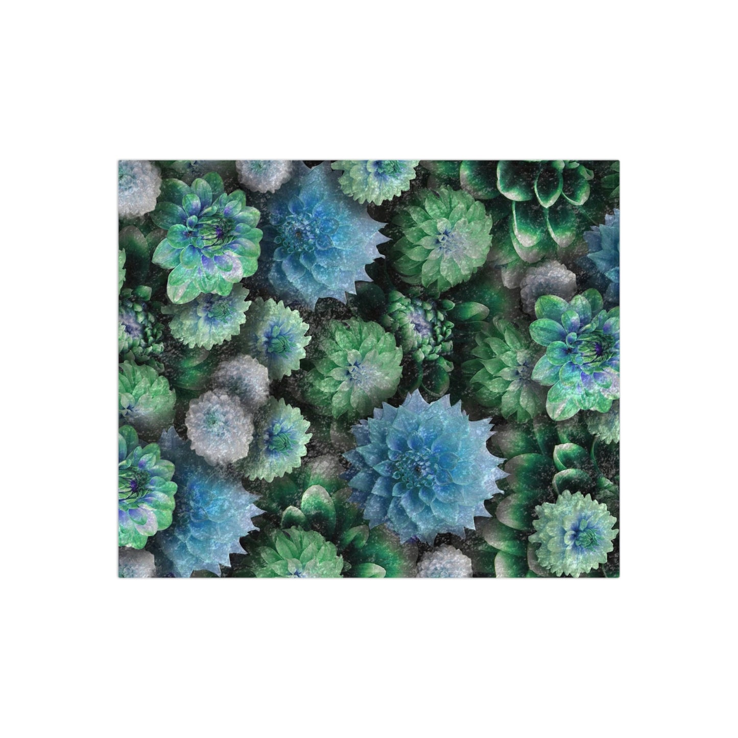 Blue Green Dahlias Collage Crushed Velvet Blanket