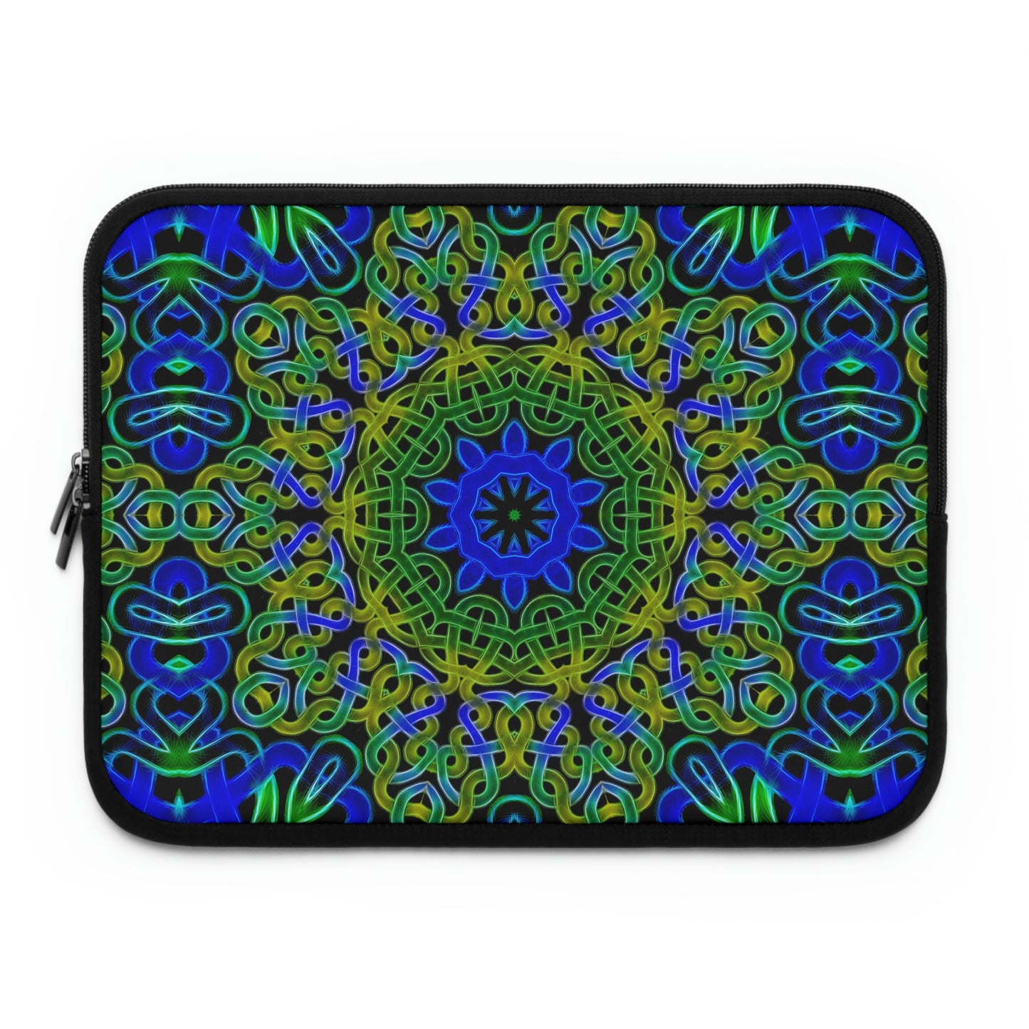 Blue Green Celtic Knot Pattern Laptop Sleeve