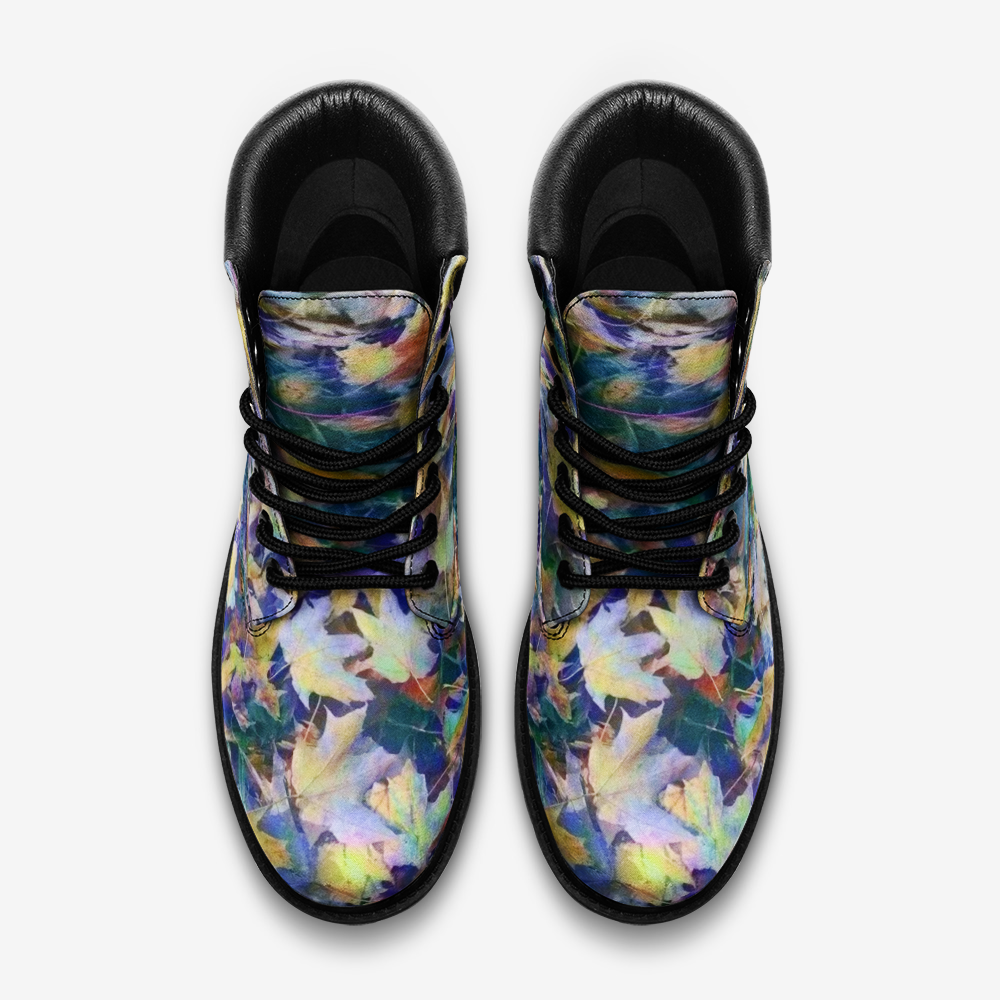 Blue Fall Leaves Casual Leather Lightweight boots TB