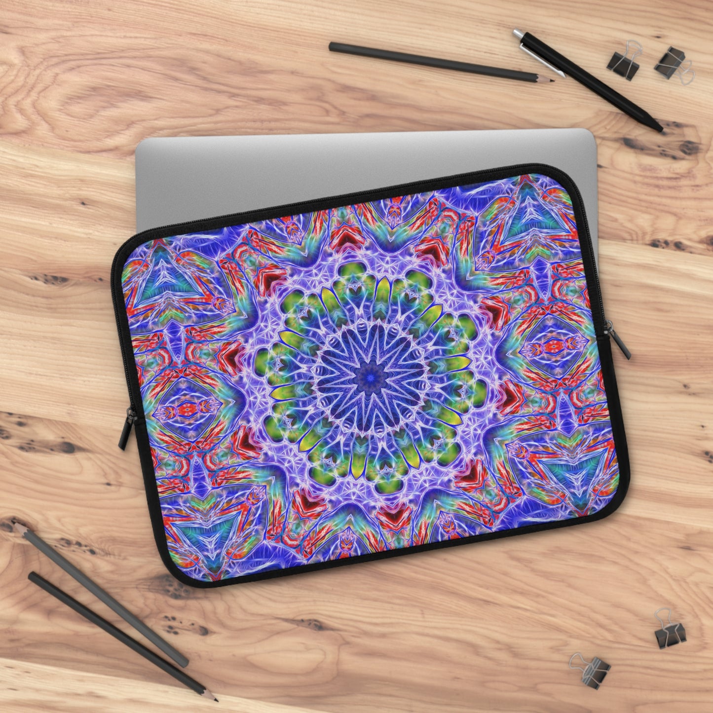 Blue Red Kaleidoscope Laptop Sleeve
