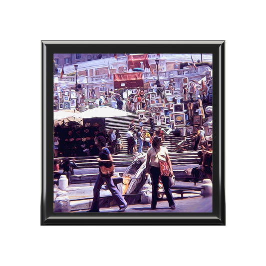 Vintage Travel Art Market on The Steps in Rome Jewelry Box