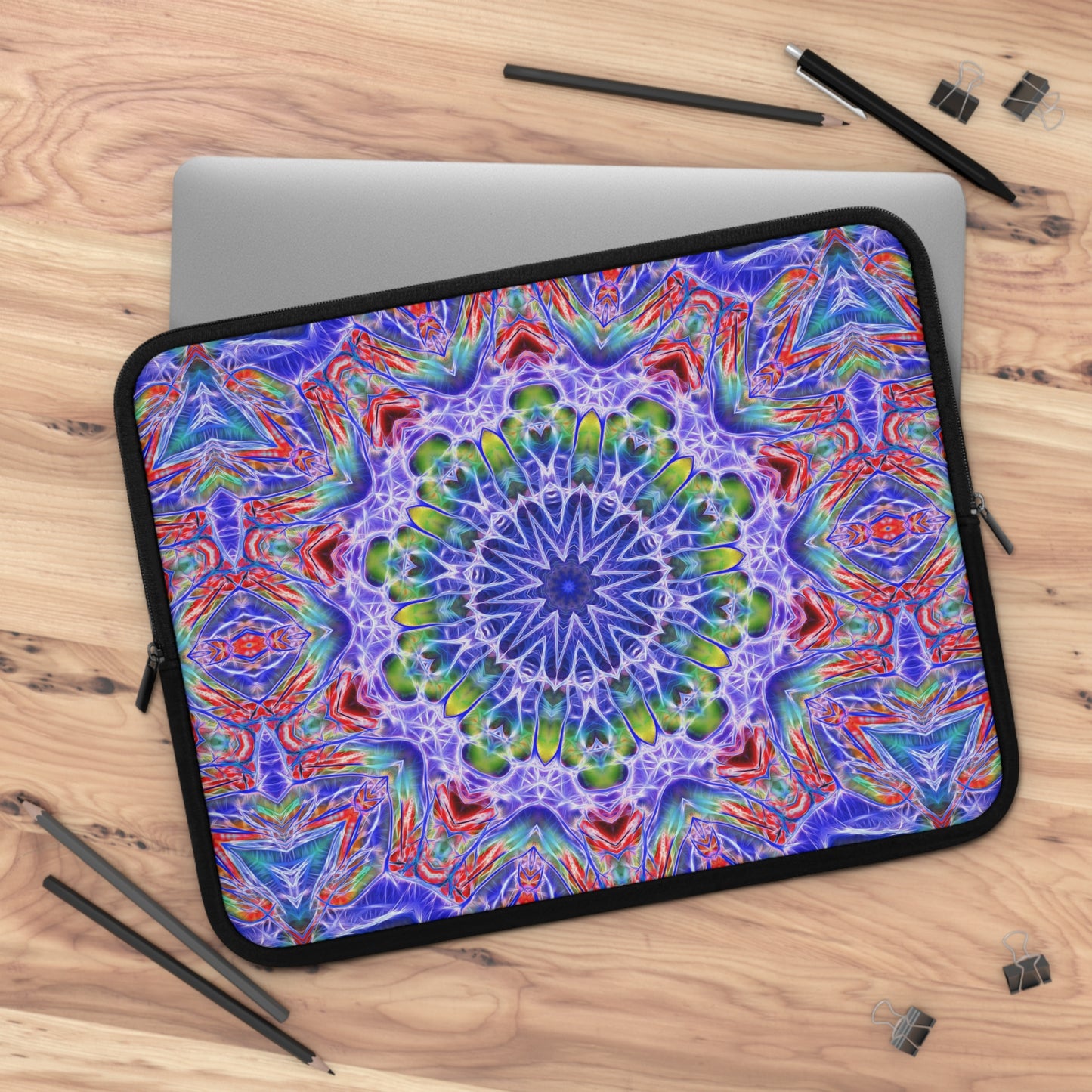 Blue Red Kaleidoscope Laptop Sleeve