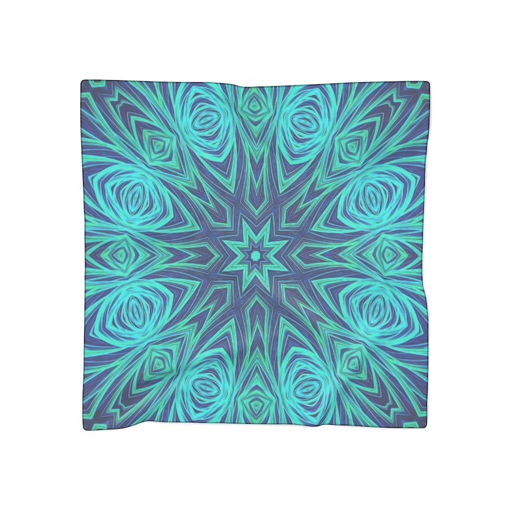 Blue Ice Fractal Kaleidoscope Poly Scarf