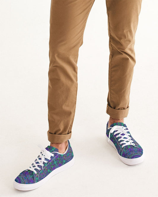 Blue Green Purple Kaleidoscope Men's Faux-Leather Sneaker