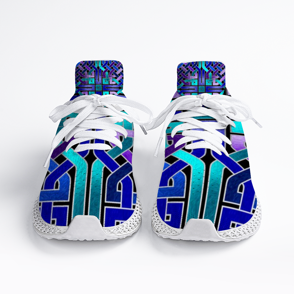 Blue Celtic Knot Shoes Unisex Mid Top Breathable Lace-up Sneakers
