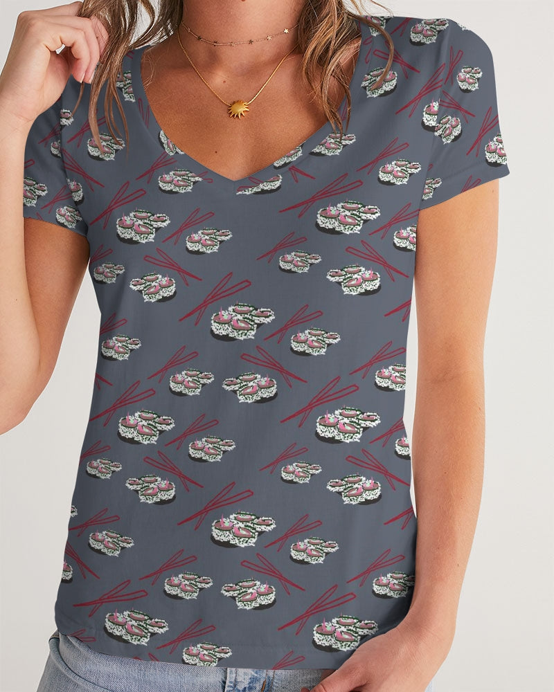 Sushi Pattern Women's V-Neck Tee