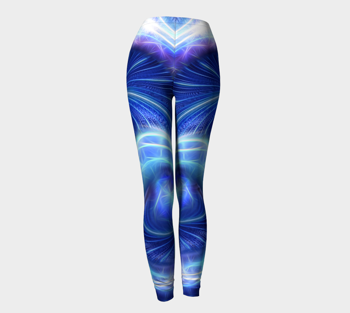 Blue Sparkle Fractal Wave Leggings