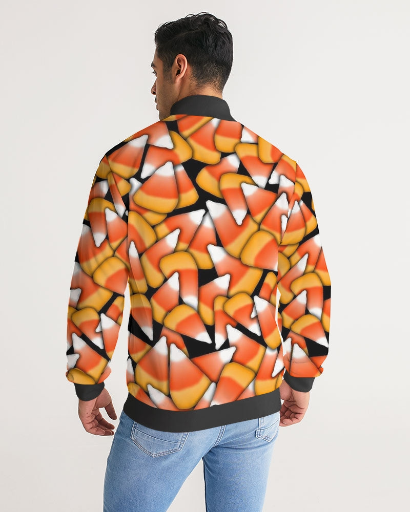 Candy Corn Pattern Men's Stripe-Sleeve Track Jacket